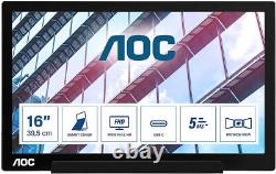 AOC i1601P 16 Inch Portable monitor FHD USB-C 60Hz Smart Cover Auto Pivoit Ultra