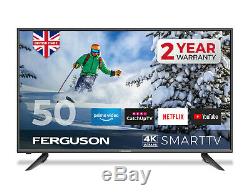 FERGUSON 50 inch 4K ULTRA HD LED SMART TV WITH WIFI 3 x HDMI, USB. MADE IN UK