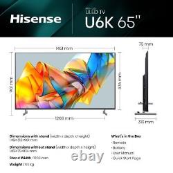 Hisense 65U6KQTUK 65 Inch MiniLED 4K Ultra HD Smart TV Bluetooth WiFi