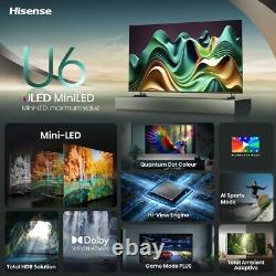 Hisense 65U6NQTUK 65 Inch MiniLED 4K Ultra HD Smart TV Bluetooth WiFi