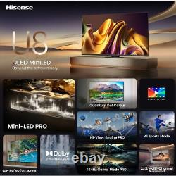 Hisense 65U8NQTUK 65 Inch MiniLED 4K Ultra HD Smart TV Bluetooth WiFi