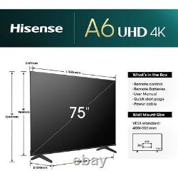 Hisense 75A6NTUK 75 Inch LED 4K Ultra HD Smart TV Bluetooth WiFi