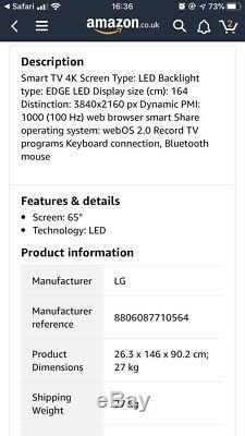 LG 65inch 4K Ultra HD Smart TV