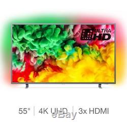 Philips 55 Inch 4K Smart TV Ambilight Ultra HD Slim Television Wifi Internet