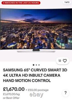 SAMSUNG? 65 Inch CURVED SMART 3D 4K ULTRA HD INBUILD CAMERA HAND MOTION