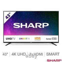 Sharp 4T-C43BJ2KF2FB, 43 Inch 4K Ultra HD Smart TV