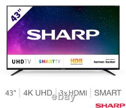 Sharp 4T-C43BJ2KF2FB, 43 Inch 4K Ultra HD Smart TV USB NETFLIX HARMAN/KARDON L55