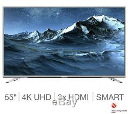 Sharp 55 Inch 4K Ultra HD Smart TV Slim Design with Built-in WiFi in Silver