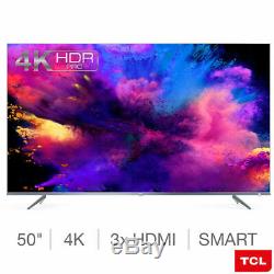 Smart TV+Freeview HD Play 50 Inch Ultra Slim Silver 4K HDR PRO TLC High Quality