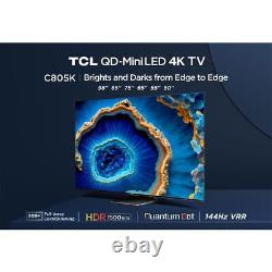 TCL 75C805K 75 Inch MiniLED 4K Ultra HD Smart TV Bluetooth WiFi