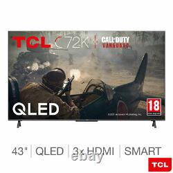 TCL Smart TV, QLED 4K Ultra HD, AndroidTV, 60Hz in Silver, 43 Inch, 43C720K