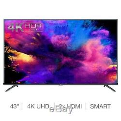 43 Pouces Smart Tv 4k Ultra Hd Freeview Slim Télévision Internet Wifi Netflix Hdmi
