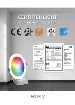 Éclairage encastré intelligent de 6 pouces, classé IC-ETL certifié Ultra-mince RGB LED Rece