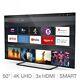 Grand 50 Pouces Smart Tv 4k Ultra Hd Slim Télévision Hdr Tnt Wifi Hdmi Noir