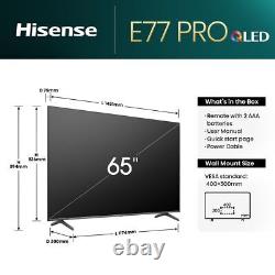 Hisense 65E77NQTUK PRO Téléviseur Intelligent LED 4K Ultra HD de 65 pouces avec Bluetooth WiFi