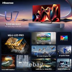 Hisense 85U7NQTUK Téléviseur intelligent LED 4K Ultra HD de 85 pouces avec Bluetooth WiFi