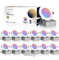 Pack de 12 éclairages encastrés intelligents de 6 pouces, éclairage encastré LED ultra-fin de 12W