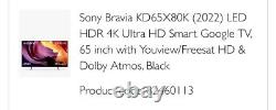 Sony Bravia KD65X80K (2022) LED HDR 4K Ultra HD Smart Google TV, 65 pouces