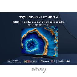 TCL 98C805K Téléviseur intelligent QLED Mini LED 4K Ultra HD de 98 pouces 144Hz