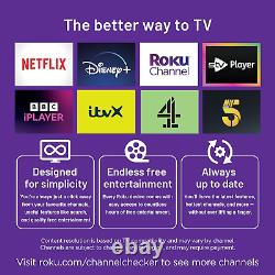 Téléviseur intelligent Roku de 43 pouces en 4K, TV Ultra HD de 43 pouces avec Apple TV+ BBC Netflix Freeview